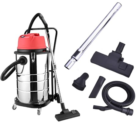 Våt-/Torrdammsugare 60 L 1400W Våt-/Torrdammsugare 60 L Med Rostfritt Stålhus, Lång Kabel Och EVA-Slang För Snabb Och Effektiv Rengöring I Flera Miljöer(Orange)