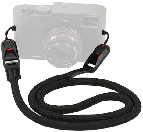 ZOMKIFA Tracolla Fotocamera con Sgancio Rapido, Cinghia Cordino Intrecciato Regolabile, Tracolla Leggera per Reflex DSLR Digitale, Accessori Fotografia Nero