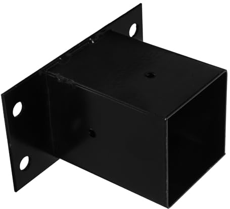 Ipetboom Soporte de Poste de Metal Negro para Barandilla, Base Cuadrada para Terraza Resistente y Protector de Buzón, Base de Cubierta para Barandilla, Soporte de Poste para Cercas