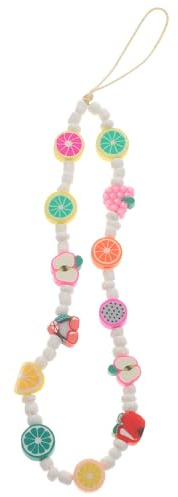 FRCOLOR Cordón Colgante para Teléfono Celular Estilo Bohemio Cuentas de Frutas y Perlas, Cuerda Decorativa Ligera y Segura para Muñeca, Accesorio Ornamental Antipérdida, Diseño Colorido