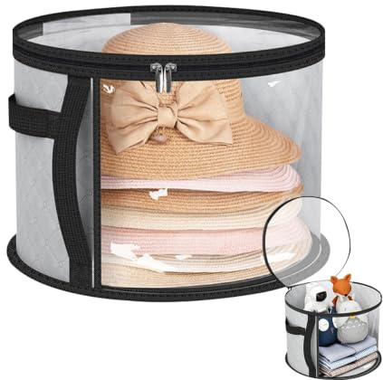 KASESSS Hat Storage Box with Lid, 42x26cm Hat Boxes, Hat Boxes with Lids