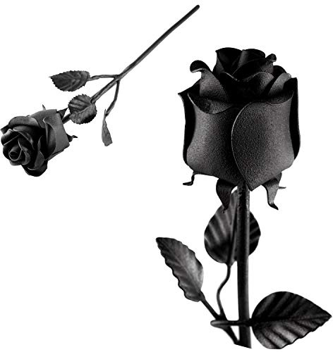 Handgeschmiedete Eisenrose – 100 % schmiedeeiserne Blume in Schwarz – Einzigartiges Geschenk zum Hochzeitstag Long Stem