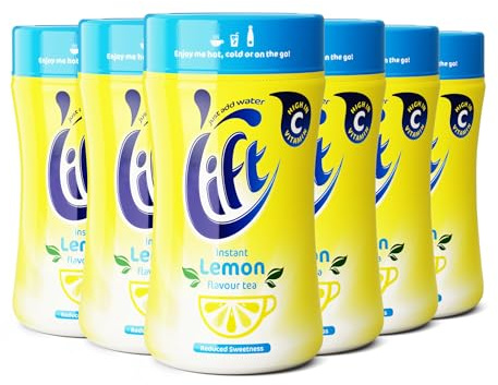 Lift • Instant Lemon Flavoured Tea • Reduced Sweetness • 6 x 165g Jars | Instant Lemon Tea • Reduced Sweetness • Low Calorie Drink Mix • 6 x 165g Jars