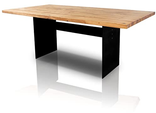 Esstisch Manhattan Black Nussbaum amerik. massiv 180 x 90 cm, Designer Tisch Massivholz mit Rohstahl Tischgestell, Holztisch Metall Stahl, Premium Esstisch, Design Esstisch Exklusiv!