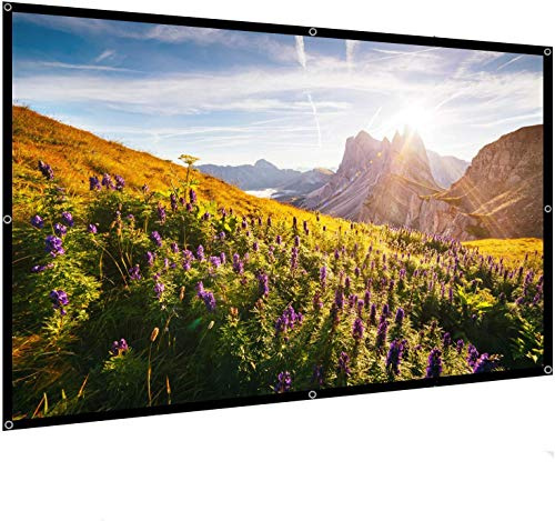 60-120 Inch Portable White Color Projector Curtain Projection Screen 16:9, Home Theater Foldable Projection Screen Indoor Outdoor Projector Curtain Anti Crease(60 inches)