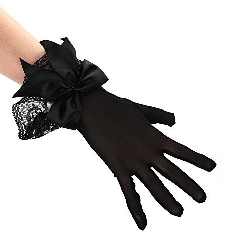 Spitzenhandschuhe Netzhandschuhe Satinhandschuhe Brauthandschuhe Weiß Schwarz Spitze Bogenverzierung Fingerlos Handschuhe Damen Handschuhe Sommer Sonnenschutz Handchuhe für Hochzeit Party Oper