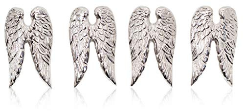 Kerzenstecker Kerzenpin Engelsflügel 4 Stück Stumpenkerzen silber Aluminium Geschenk Idee Adventskranz Kerzen Advent Kerzendekoration Kerzenverzierung Weihnachten Engel Flügel Geschenk Set (Motiv 1)