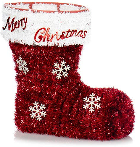 com-four® Weihnachtsdeko Stiefel - glitzernder Behälter für Süßigkeiten, Trockenblumen und kleine Geschenke - Raumschmuck für Weihnachten und Advent (01 Stück - Stiefel rot)