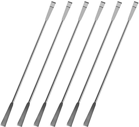 QWORK Micro Espátulas de Acero Inoxidable Cuchara Espátula de Laboratorio, 200mm 6 Piezas