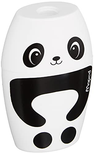 Maped - Material Escolar - Sacapuntas Shakky - Sacapuntas con Depósito - Tiene 1 Orificio para Afilar - Gran Capacidad de Reserva - Diseño Lúdico de Panda