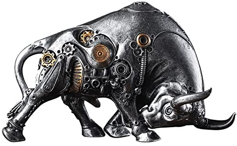 LGYKUMEG Stier Statue deko Figuren, Bulle und bär Figuren deko,Abstrakte Tier Skulptur, repräsentiert viel Glück der Karriere und Reichtum,für Home Office Schreibtisch Geschenk Dekor (22 * 10 * 23cm)