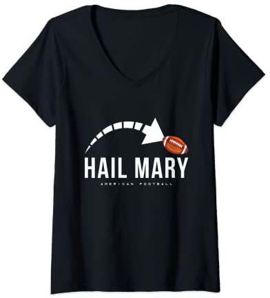 Damen Hail Mary American Football Touchdown Pass T-Shirt mit V-Ausschnitt