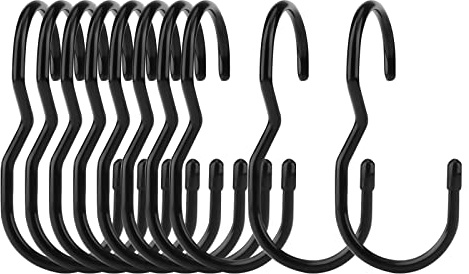 SAVITA 10 Stück handtaschen Aufhänger, Strapazierfähig S-Form Haken Taschen Aufhänger für Schrank Küche Badezimmer S-Haken Metallhaken zum Aufhängen von Kleidung Jeans Hüten Gürteln Pflanzen (Schwarz)
