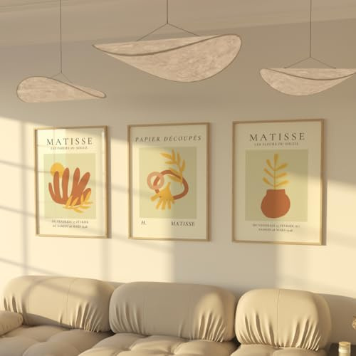 ZoeyAustin® 3 Doppelseitiges Kunstdruck Poster Set | Ohne bilderrahmen | DIN A3 (30cm x 42cm) | Stilvolles Wandposter, 3 Wandbilder, Beidseitige Bilder (Matisse 3)