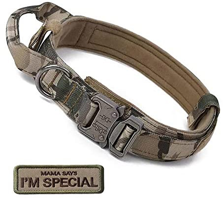 MYSUNBAR Tactical Hundehalsband mit Griff, einstellbare Ausbildung militärische Hundehalsbänder Schnellverschluss Heavy Duty Metallschnalle für mittlere große Hunde