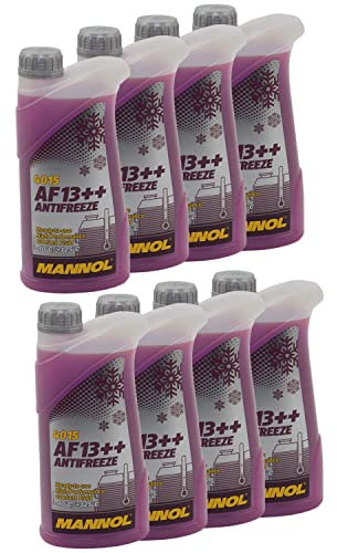 Kühlerfrostschutz MANNOL AF13++ Antifreeze 8 X 1 Liter Fertiggemisch -40°C rot