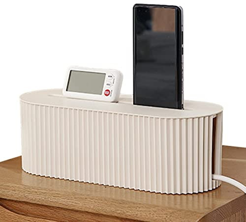 GUOHUA Organizzatore di Cavi | Scatola portacavi con Coperchio | Organizzatore di Stoccaggio per Prese Multiple, Cavi, limitatori di sovratensione | Beige