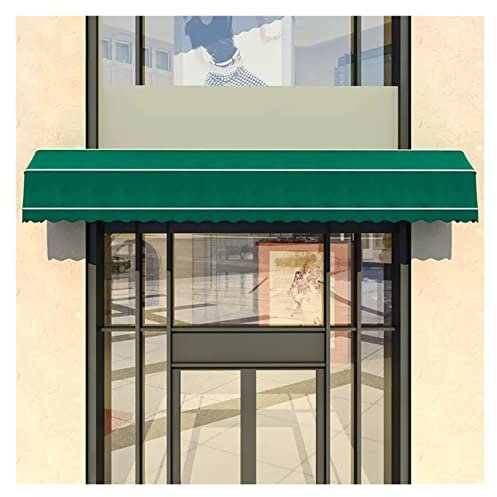 WIGING Französisch Gebogene Einziehbar Markise, Teleskopisch Türvordach, Zusammenklappbar Wasserdicht Winddicht Schutzhülle Für Draußen Balkon Terrasse Türen Fenster (Color : Green, Size : 120x65cm)
