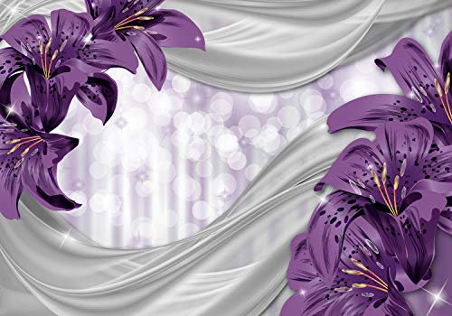 wandmotiv24 Fototapete Lilie lila abstrakt, 200 x 140cm - selbstklebende Strukturtapete, Wanddeko, Wandbild, Wandtapete, Blumen M0526
