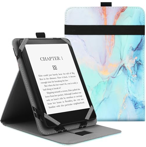VOVIPO Universal Hülle für 6,6.8 7 Kindle Paperwhite/colorsoft eReaders,Schutzhülle mit Handschlaufe Kompatibel mit Kindle/Kobo/Tolino/Pocketook/Sony 6-6.8-7 Zoll ebook Reader-Marble Blue