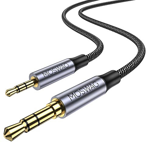 MOSWAG Cable estéreo de repuesto 3,5 mm a 2,5 mm, 2 m, para amantes de la música y audiófilos, jugadores, deportistas y estudiantes (atención: no incluye controles en el cable)