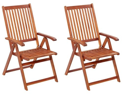 Keketa Homgoday Akazienholz Klappstühle Gartenstühle 2er Set Massivholz Braun 57x69x111 cm Model41820