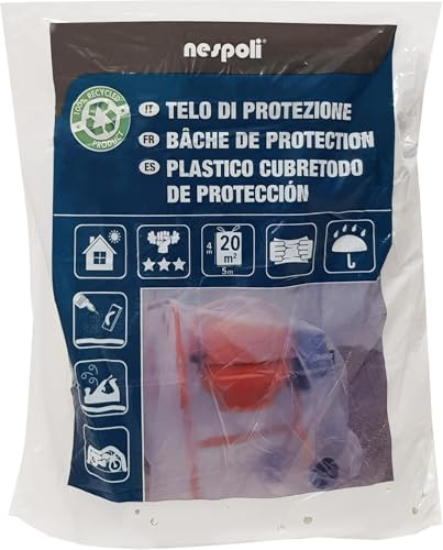 Nespoli Revêtement en plastique recyclé, résistance extra forte, 4 x 5 m, 20 m², résistant à l'usure, durable, protection contre la poussière, la saleté, les travaux de peinture, utilisation en