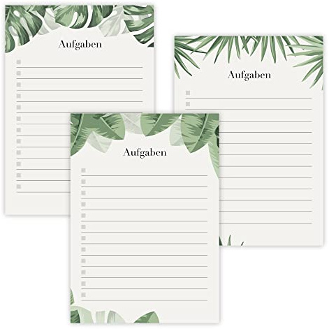 TEMONTO To-Do Liste 3er-Set | 50 Blatt A6 | Abreißblock Design Tropical Leaves