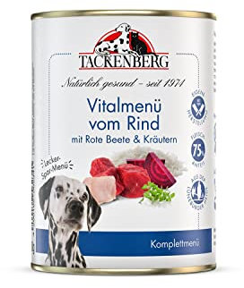 TACKENBERG Vitalmenü vom Rind mit Roter Beete & Kräutern Nassfutter Dose für Hunde - Hundefutter in Premiumqualität - natürlich getreidefrei, 12 x 400 g