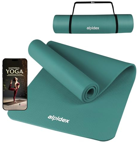 ALPIDEX Esterilla Yoga 183 x 60 x 0.8 cm Colchoneta Pilates Antideslizante Sin Ftalatos Tapete Gymnasia Correa Transporte Alfombra Deporte Fitness Ejercicios Mat Gimnasio Casa, Color:Turquoise