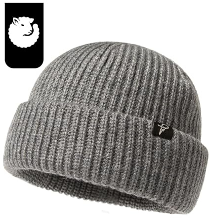 Comhats Fisherman Beanie aus 50% Merinowolle für große Köpfe | Kurze warme Strickmütze für Herren und Damen mit weichem Sitz ideal für Alltag Arbeit Reisen und kalte Tage