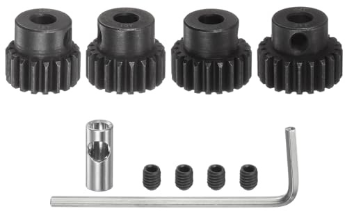 sourcing map 32P 4 Stück Ritzel Set Zahnrad Zahnräder 5mm Welle Stahl | Motorzahnräder Ritzelrad, 18T 19T 20T 21T, Gehärtet, Mit 3, 17mm Kupplung, Für RC Auto