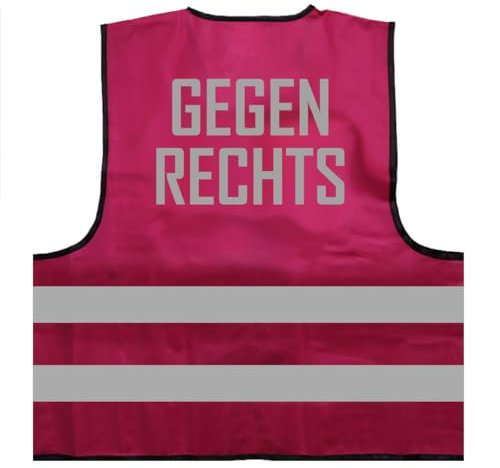 Gegen rechts Demo Warnweste BZW. Signalweste mit reflektierendem Aufdruck - Größe L/XL, Magenta