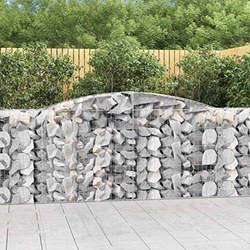ShCuShan Gabionen mit Hochbogen 4 STK. 400x50x100/120cm Verzinktes Eisen Drahtkorb Garten Gabionen Zaun Gabionen SäUle Zaun Garten