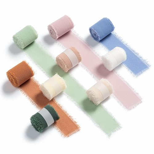 AOKSUNOVA Chiffonband Geschenkband Schleifenband Hochzeit Bunt | Chiffonband als Geschenkband und Schleifenband für Hochzeit, Elegantes Dekoband für Geschenkverpackung und Dekoration
