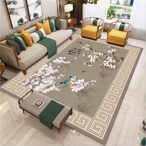 Kunsen Teppich kinderzimmer mädchenteppich babyzimmer mädchensuper luxuriösOrientalteppich rosa Blumenbesatz rechteckige Bordüre pflegeleichtteppich Wohnzimmer modern200x300cm