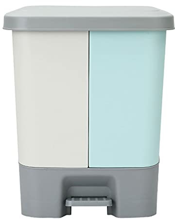 Suuim Poubelle 20L Litre Poubelle Domestique Tri des Ordures Cuisine Recyclable Double Seau Grand Type de Pédale Commerciale avec Couvercle Poubelle (Vert)