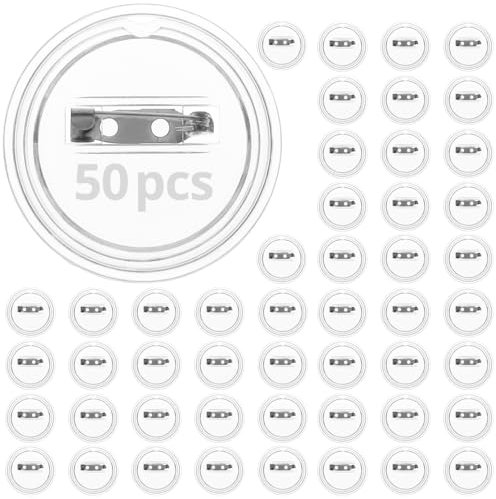 QWORK® 50-teiliges Buttons Selber Machen, 38mm Transparente Button Pins Abzeichen für DIY & Handwerk