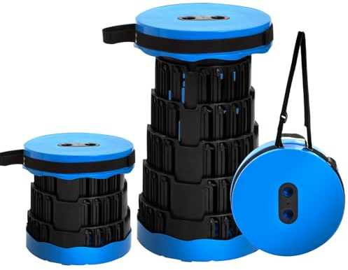 KunpengZen Folding Stool, Collapsible Stool Portable Load Capacity 600kg, Adjustable Camping Telescopic Stool for Outdoor, BBQ, Fishing, Hiking, Gardening, Picnic, Festivals Indoor