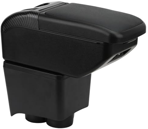 OYHCM Auto Mittelarmlehne für VW Polo 9N 3 2002-2009,6 USB,Handyablage | Passend für VW Polo 9N 3 Armlehne,4 USB+2 USB-C,Hinterer Getränkehalter,Handyablage,Doppelter Stauraum,Carbon-Optik