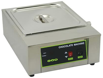OUBUBY Schokolade Schmelztiegel, Schokoladenbrunnen Schokoladenerhitzer Edelstahlschmelztopf Temperiergerät Einstellbare Temperatur 1000W 8kg Kapazität Geeignet für Restaurants, Bäckereien, Cafés