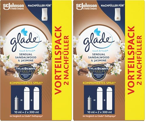Glade Touch & Fresh (Brise One Touch) Nachfüller Doppelpack, Sensual Sandalwood & Jasmine 2 x 10 ml (Packung mit 2)
