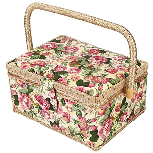 Kit de couture, panier à couture 3 couleurs, de couture de voyage, boîte à, panier à couture avec de, panier à vintage pour la maison (rose pastorale)