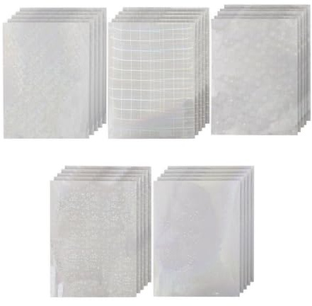 PARFCO 25 Hologrammfolie, A4 Holographische für Bastelarbeiten Glasscheiben, Blatt Klares Vinyl Holografische Aufkleber Papier Selbstklebend, 5 Stile Holografische Transparentes Papier, für Fotos