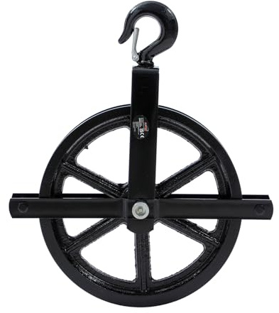 KATSU Tools 300mm Gin Wheel Heavy Duty Bearing Pulley Wheel with Swivel Hook for Scaffolding Construction Workshop Hoist Winch Pulling Lifting 182129