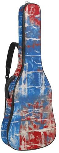 Vintage Frosch sitzend auf Pilz Akustikgitarre Tasche dick gepolstert wasserdichte Gitarrentasche für 40 41 42 Zoll Gitarren, Mehrfarbig 04, 42.9x16.9x4.7 in, Lässiger Tagesrucksack