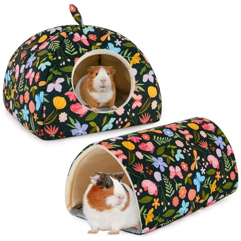 Hedgeink Maison et Tunnel pour Cochons d’Inde – Lit Douillet et Cachette pour Lapins, Furets, Chinchillas et Autres Petits Animaux – Lavable, Antidérapant et Confortable