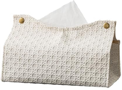 Counius 1 Piece PU Leather Tissue Box, Tissue Box, Cosmetic Tissues Box, Tissue Box, Tissue Box, Dispenser for Chest of Drawers, Bathroom, Cars, Office, Decor (White)