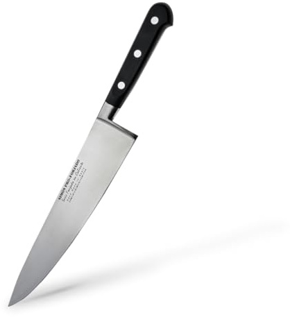 Cuchillo Cebollero Simón PRO Forjado 25 cm - Cuchillo Profesional Multiusos para Cocina, Acero Resistente con Afilado a Mano, Funda de Piel Marrón Incluida y Fabricado en España