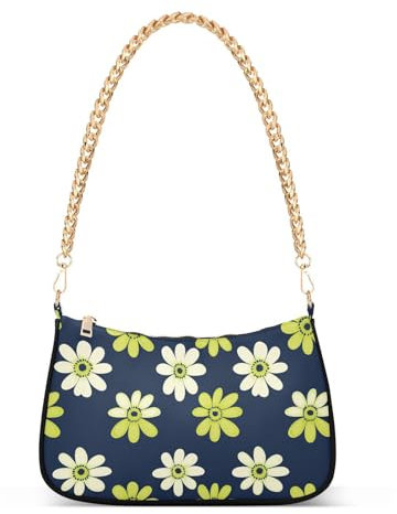 aidingzhi Daisy - Bolso cruzado para mujer, color verde lima y azul marino, Margarita verde lima y azul marino
